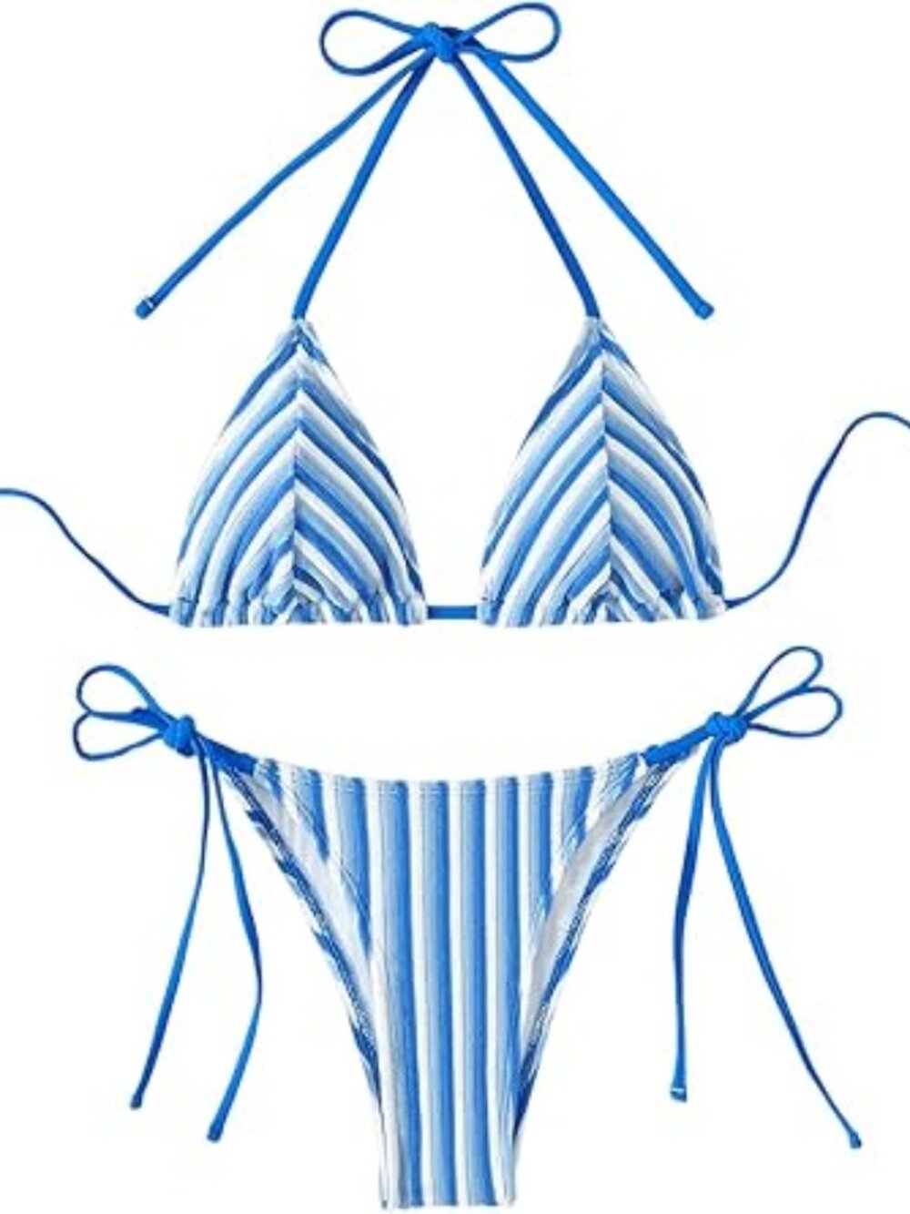 RoseSeek Women's 2 Piece Stripped Bikini Sets Halter Triangle String S
